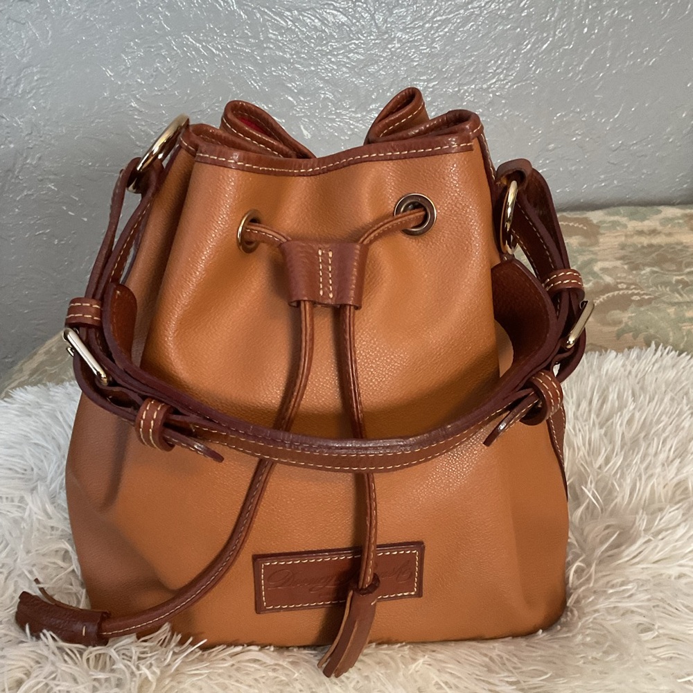 Dooney & Bourke 
Brown Leather Drawstring Bucket Bag - Picture 3 of 9